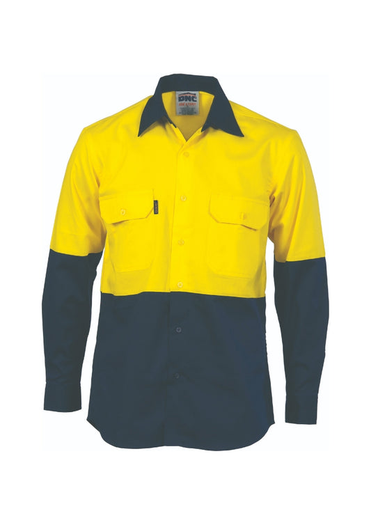 DNC Hi Vis Cool Breeze Vertical Vented Cotton Shirt - Workwear Warehouse