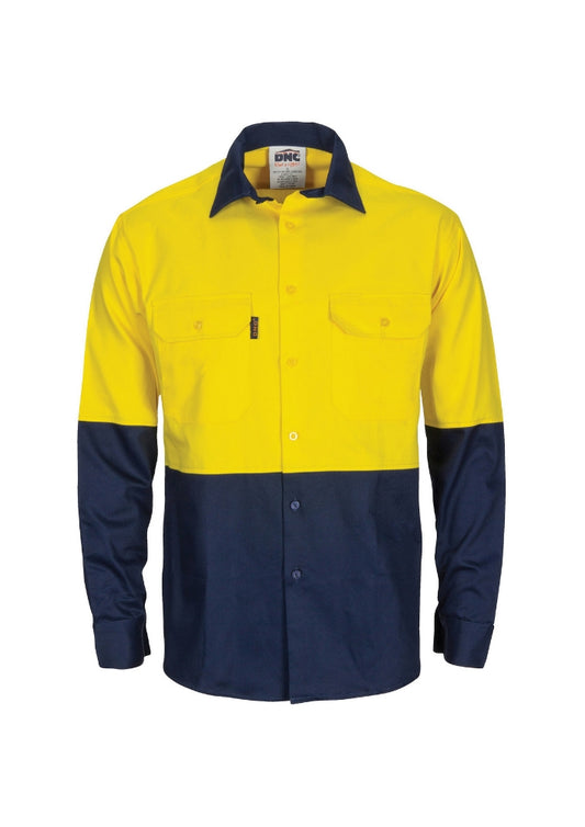 DNC Hi Vis 2 Tone Drill Shirt with 3M8906 R/Tape - Workwear Warehouse