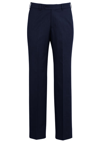 Navy blue flat-front stretch Dress Pants