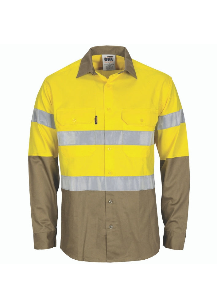 DNC Hi Vis (D&N) L/W T2 Vertical Vented Shirt with Gusset Sleeves - Workwear Warehouse