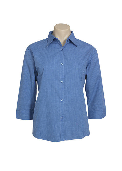 Biz Ladies Micro Check Shirt 3/4 Sleeve - Workwear Warehouse