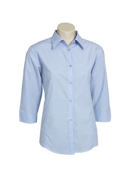 Biz Ladies Micro Check Shirt 3/4 Sleeve - Workwear Warehouse