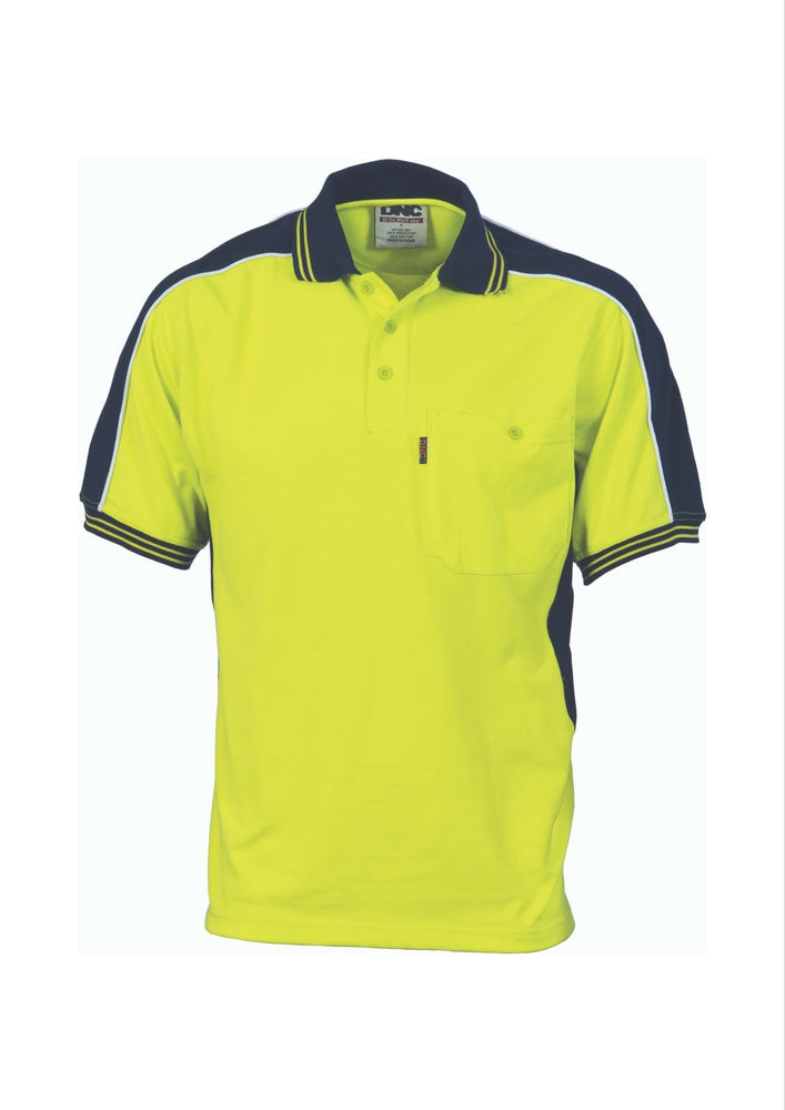 DNC Poly/Cotton Contrast Panel Polo - Workwear Warehouse